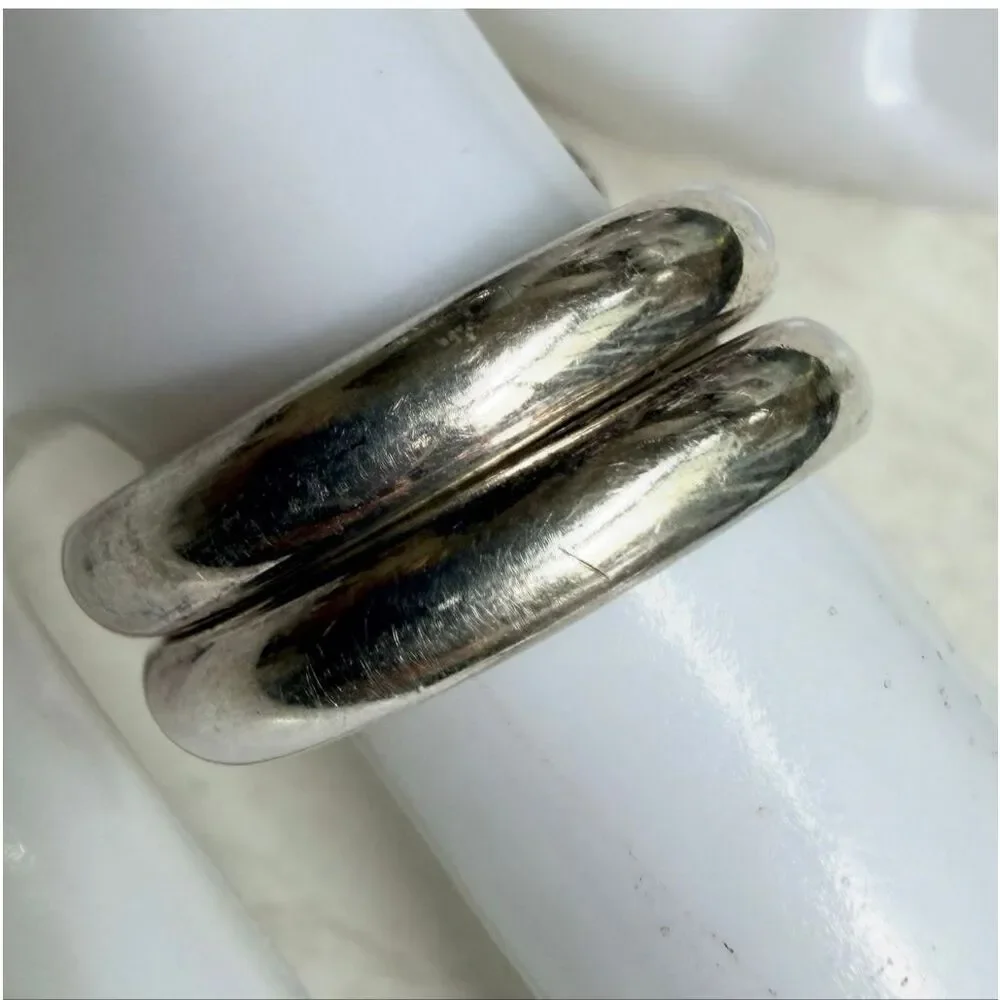 Vintage Sterling Silver 925 Modernist Wrap Ring Black Onyx